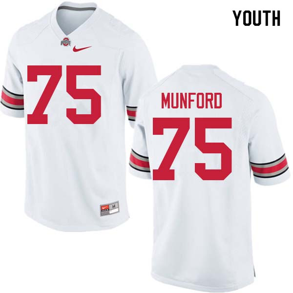 Ohio State Buckeyes Thayer Munford Youth #75 White Authentic Stitched College Football Jersey